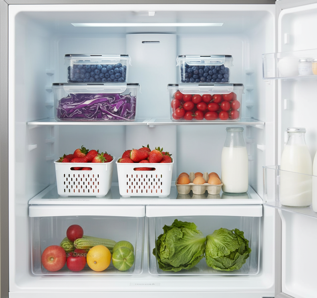 5 PCS Large Fruit storage Containers for Fridge ,Food Storage Containers